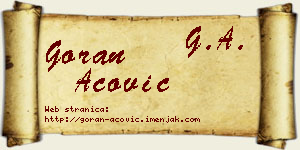Goran Acović vizit kartica